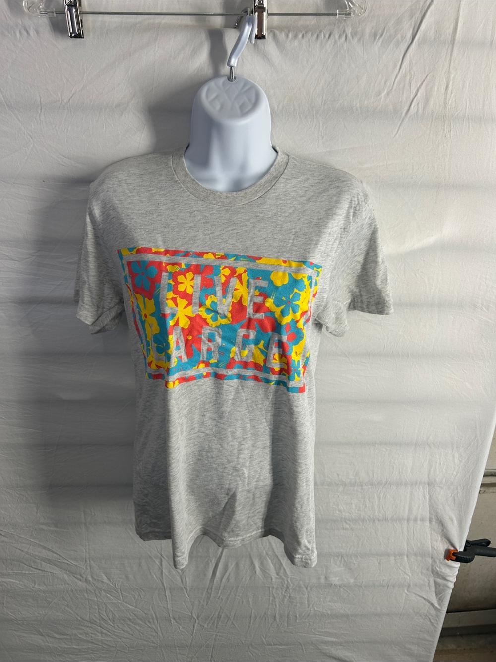 Gray Short Sleeve Tee with Multicolor Floral Colorblock